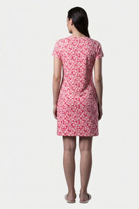 Sweet Dreams Floral Printed Short Nightdress - Peach Pink — thumbnail 2